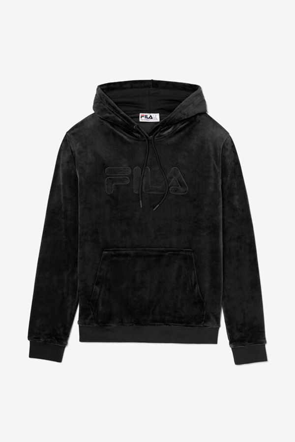 Fila Asher Velour Men's Hoodies - Black,NZ 37-81235